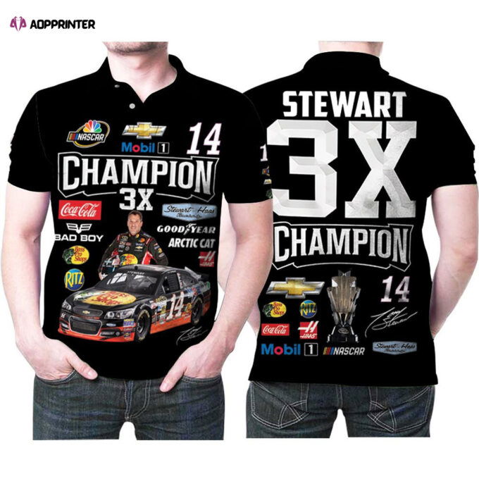 Tony Stawart Champion 3x Signatures 3D Gift for Fans Polo Shirt