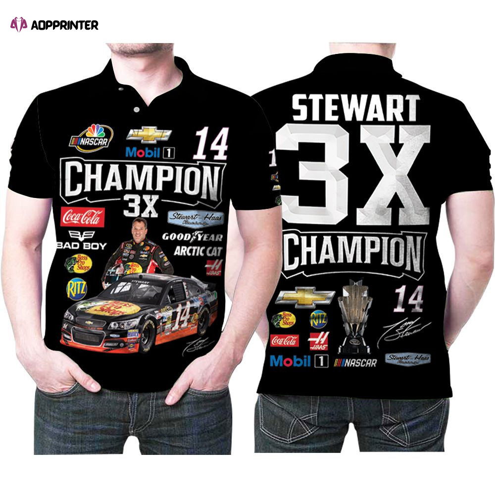 Tony Stawart Champion 3x Signatures 3D Gift for Fans Polo Shirt Tony Stawart Champion 3x Signatures 3D Gift for Fans Polo Shirt