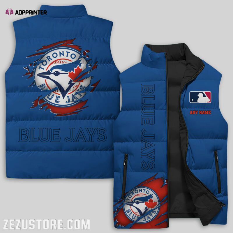 Toronto Blue Jays MLB Sleeveless Puffer Jacket Custom For Fans Gifts Toronto Blue Jays MLB Sleeveless Puffer Jacket Custom For Fans Gifts