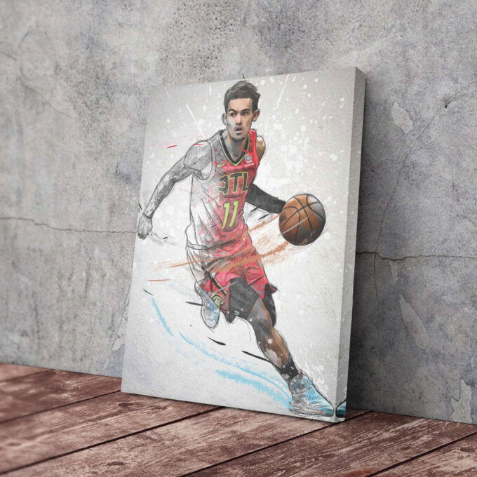 Trae Young Poster Atlanta Hawks NBA Framed Wall Art Home Decor Canvas Print Artwork