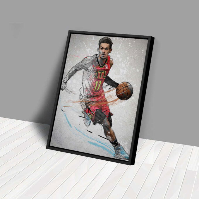 Trae Young Poster Atlanta Hawks NBA Framed Wall Art Home Decor Canvas Print Artwork