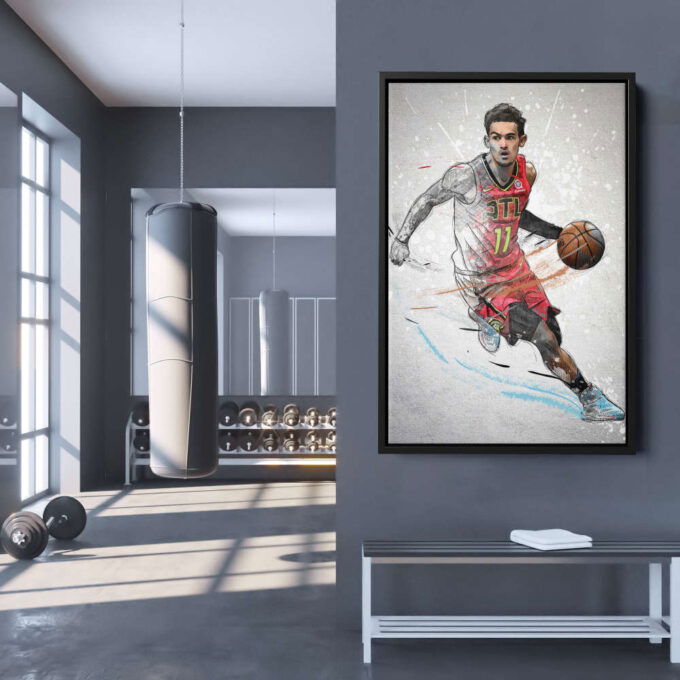 Trae Young Poster Atlanta Hawks NBA Framed Wall Art Home Decor Canvas Print Artwork