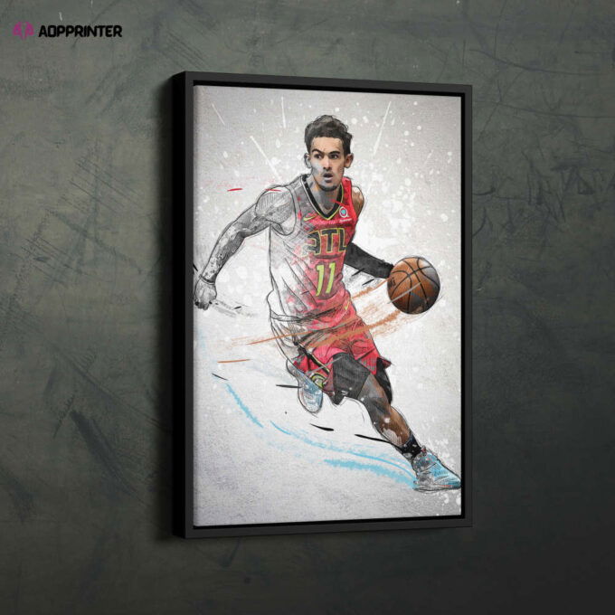 Trae Young Poster Atlanta Hawks NBA Framed Wall Art Home Decor Canvas Print Artwork