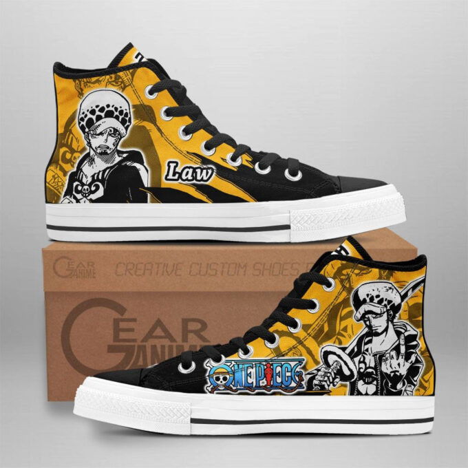 Trafalgar Law High Top Shoes Mix Manga For Fans One Piece Anime