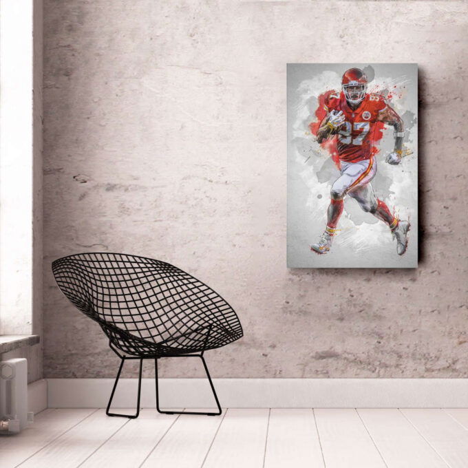 Travis Kelce Poster Kansas City Chiefs NFL Framed Wall Art Home Decor Canvas Print Artwork