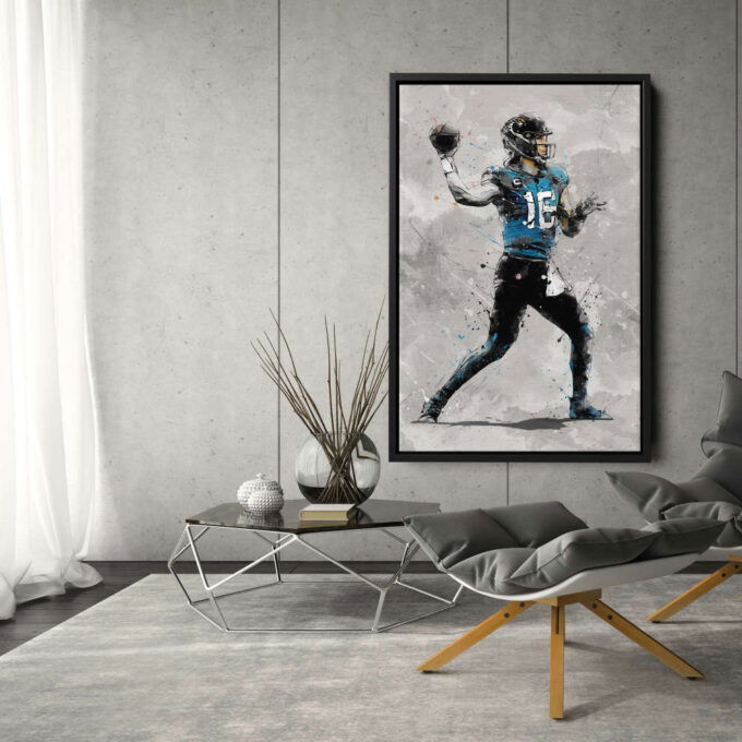 Trevor Lawrence Poster Jacksonville Jaguars NFL Canvas Wall Art Home Decor Framed Poster Man Cave Gift