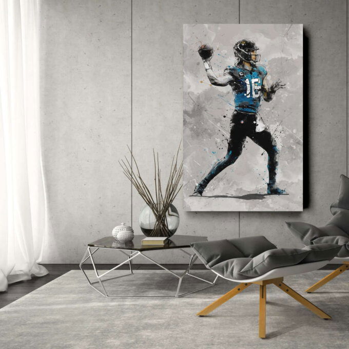 Trevor Lawrence Poster Jacksonville Jaguars NFL Canvas Wall Art Home Decor Framed Poster Man Cave Gift
