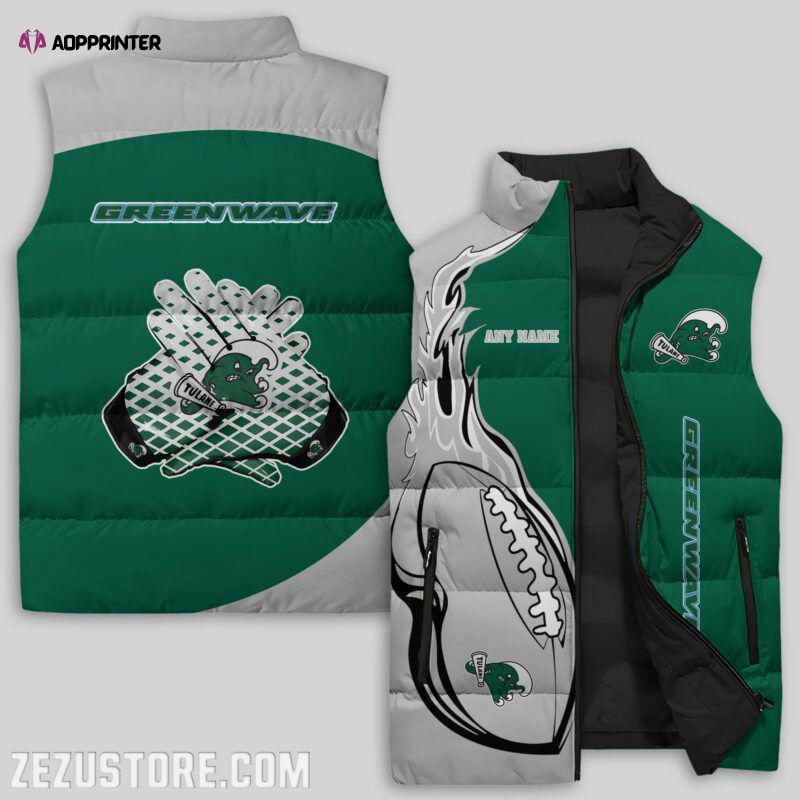Tulane Green Wave NCAA Sleeveless Puffer Jacket Custom For Fans Gifts Tulane Green Wave NCAA Sleeveless Puffer Jacket Custom For Fans Gifts
