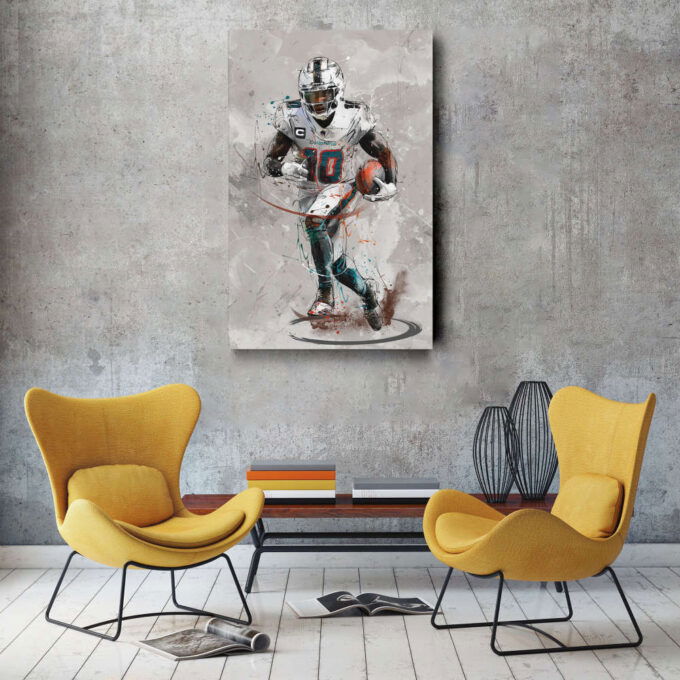 Tyreek Hill Poster Miami Dolphins NFL Canvas Wall Art Home Decor Framed Poster Man Cave Gift