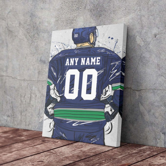 Vancouver Canucks Jersey NHL Personalized Jersey Custom Name and Number Canvas Wall Art Home Decor Framed Poster Man Cave Gift