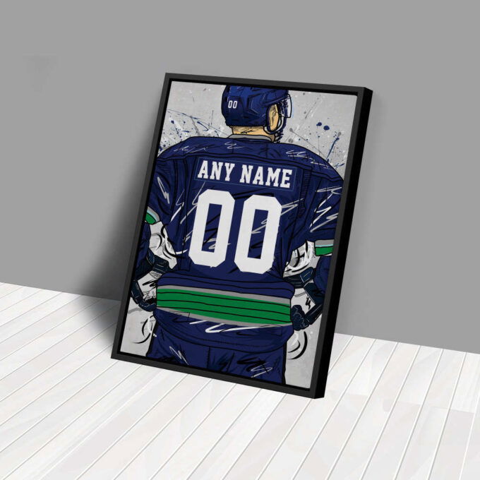 Vancouver Canucks Jersey NHL Personalized Jersey Custom Name and Number Canvas Wall Art Home Decor Framed Poster Man Cave Gift