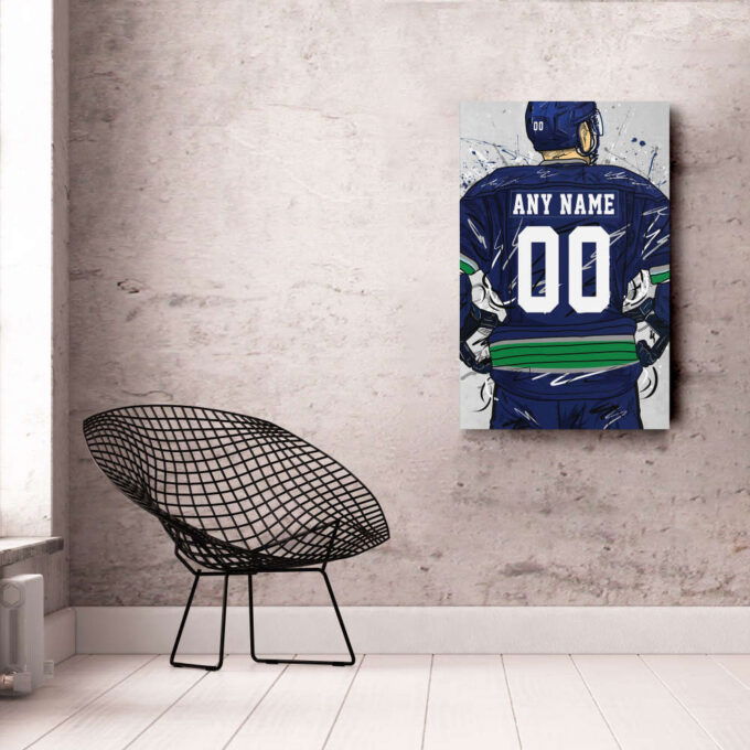 Vancouver Canucks Jersey NHL Personalized Jersey Custom Name and Number Canvas Wall Art Home Decor Framed Poster Man Cave Gift