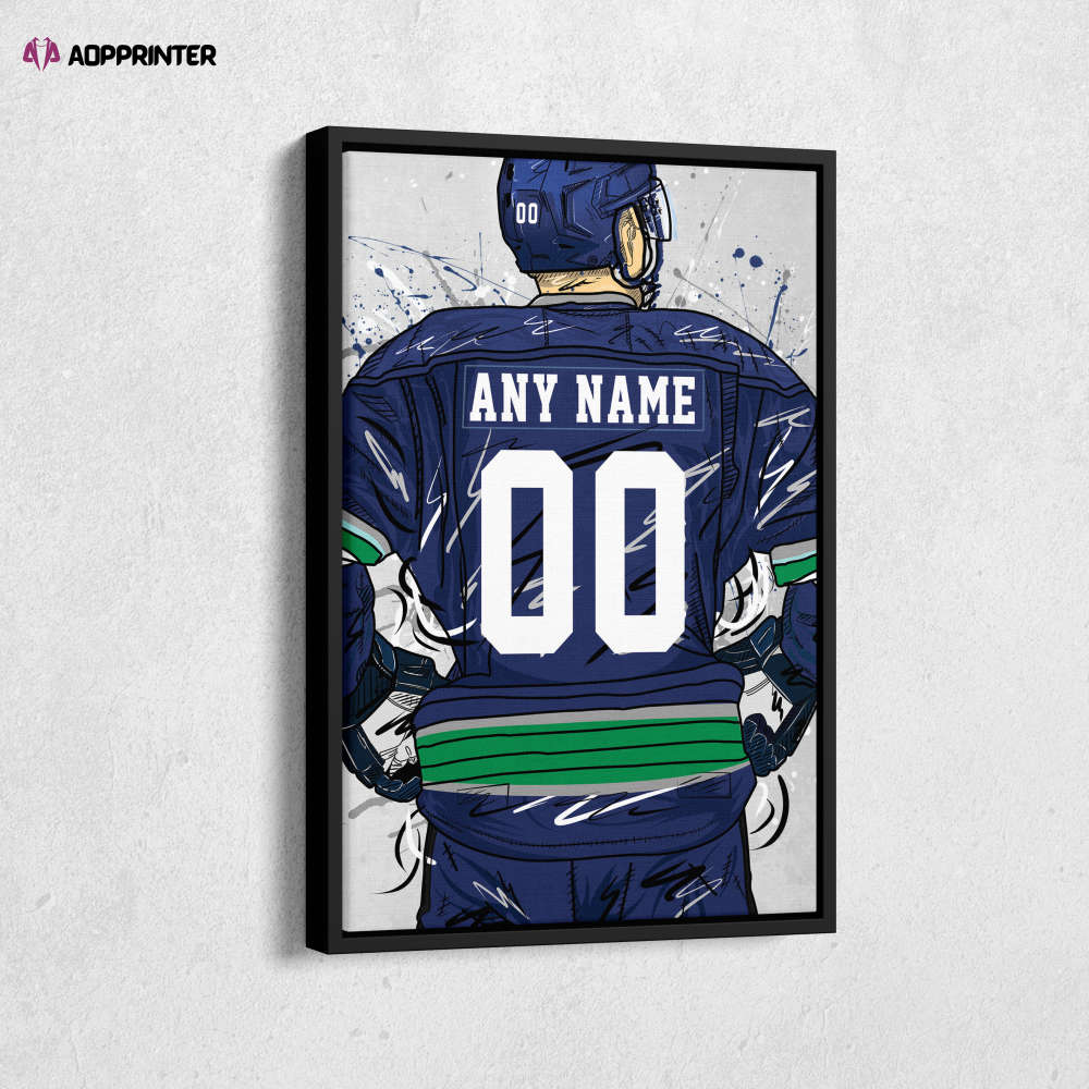 Vancouver Canucks Jersey NHL Personalized Jersey Custom Name and Number Canvas Wall Art Home Decor Framed Poster Man Cave Gift Vancouver Canucks Jersey NHL Personalized Jersey Custom Name and Number Canvas Wall Art Home Decor Framed Poster Man Cave Gift
