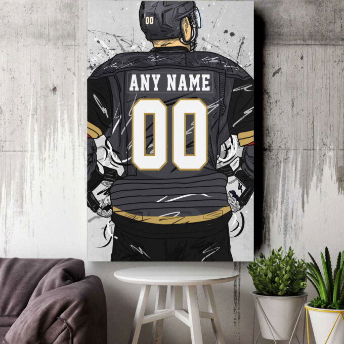 Vegas Golden Knights Jersey NHL Personalized Jersey Custom Name and Number Canvas Wall Art Home Decor Framed Poster Man Cave Gift
