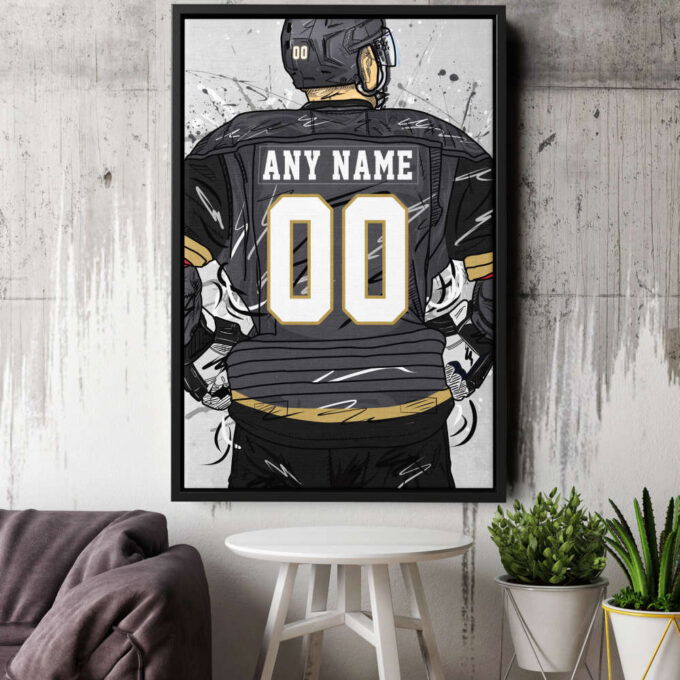 Vegas Golden Knights Jersey NHL Personalized Jersey Custom Name and Number Canvas Wall Art Home Decor Framed Poster Man Cave Gift