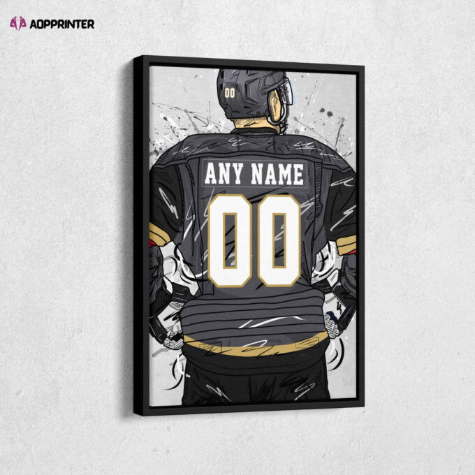Vegas Golden Knights Jersey NHL Personalized Jersey Custom Name and Number Canvas Wall Art Home Decor Framed Poster Man Cave Gift