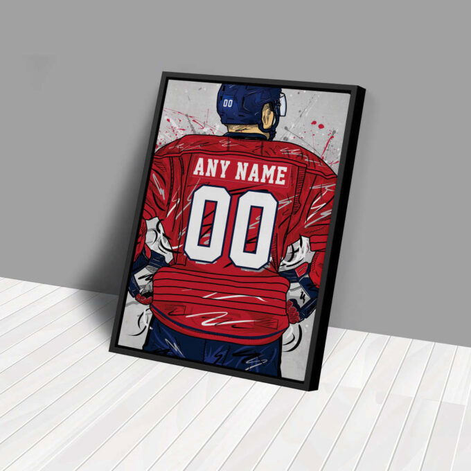 Washington Capitals Jersey NHL Personalized Jersey Custom Name and Number Canvas Wall Art Home Decor Framed Poster Man Cave Gift