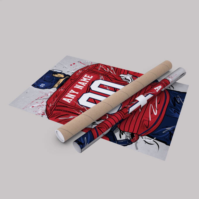 Washington Capitals Jersey NHL Personalized Jersey Custom Name and Number Canvas Wall Art Home Decor Framed Poster Man Cave Gift