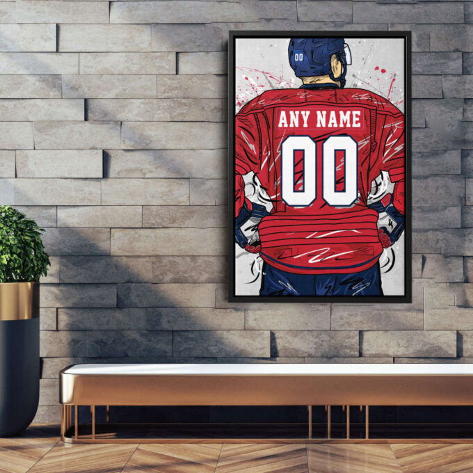 Washington Capitals Jersey NHL Personalized Jersey Custom Name and Number Canvas Wall Art Home Decor Framed Poster Man Cave Gift