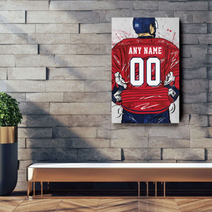 Washington Capitals Jersey NHL Personalized Jersey Custom Name and Number Canvas Wall Art Home Decor Framed Poster Man Cave Gift