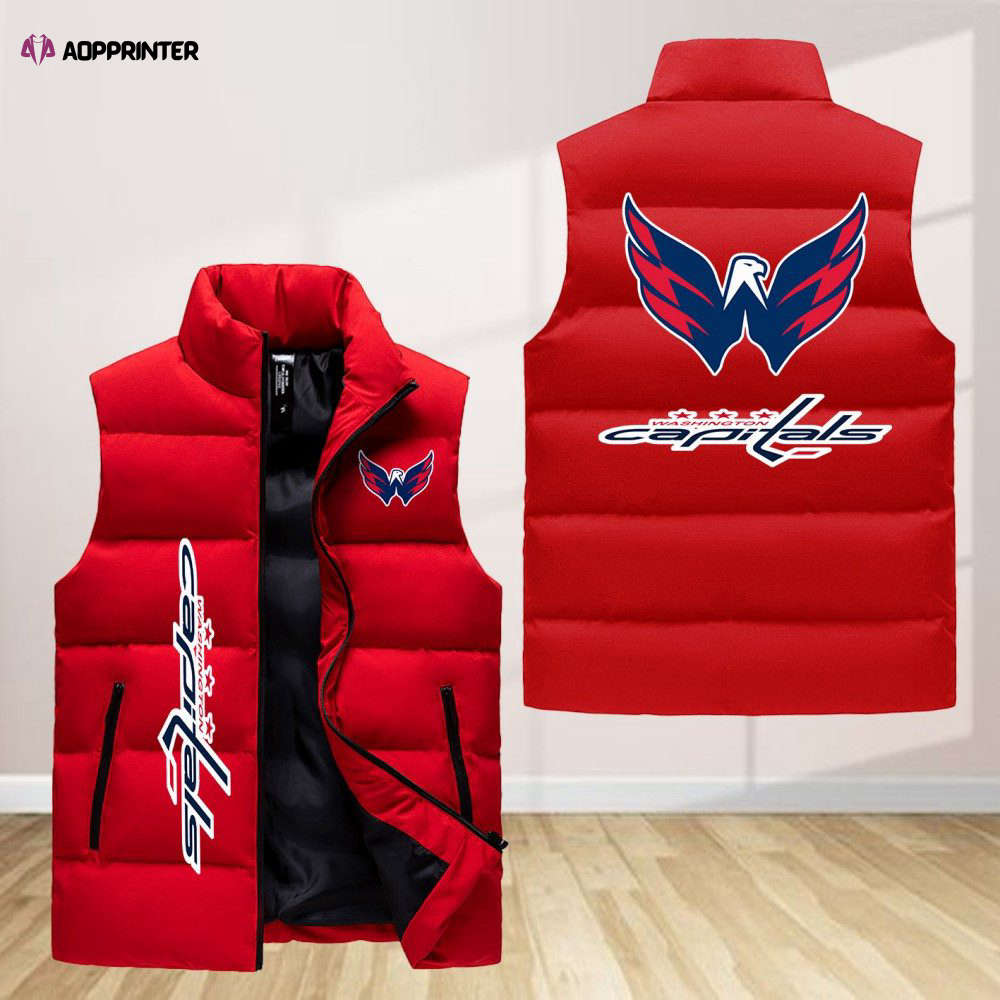 Washington Capitals Sleeveless Puffer Jacket Custom For Fans Gifts Washington Capitals Sleeveless Puffer Jacket Custom For Fans Gifts