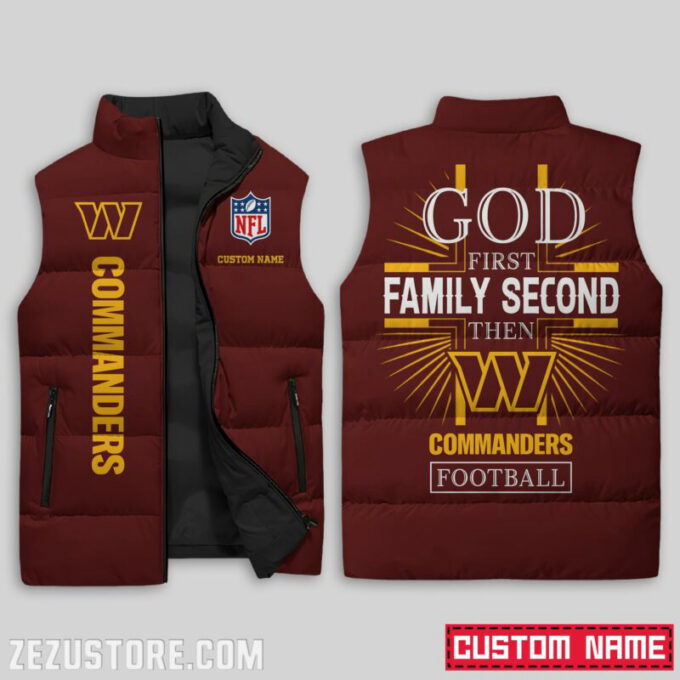 Washington Commanders NFL Sleeveless Puffer Jacket Custom For Fans Gifts