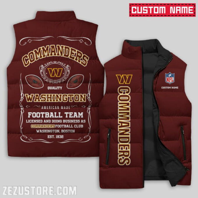 Washington Commanders NFL Sleeveless Puffer Jacket Custom For Fans Gifts