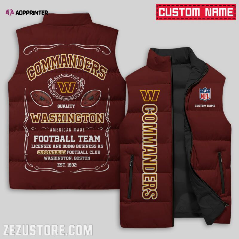 Washington Commanders NFL Sleeveless Puffer Jacket Custom For Fans Gifts Washington Commanders NFL Sleeveless Puffer Jacket Custom For Fans Gifts