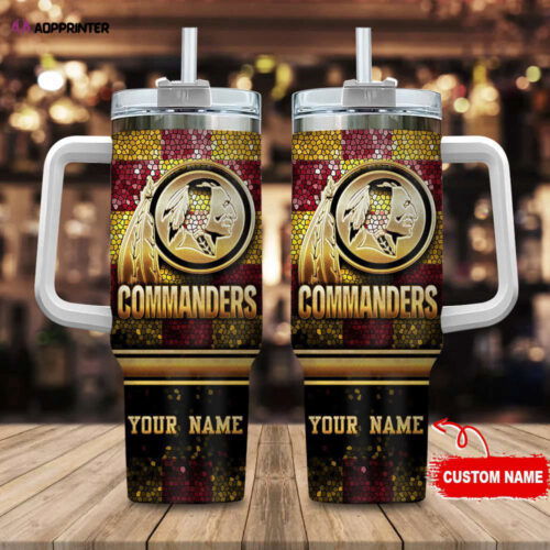 Cart 4 Washington Commanders Personalized NFL Glitter 40oz Stanley Tumbler Gift for Fans