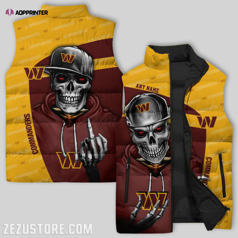 Washington Commanders Sleeveless Puffer Jacket Custom For Fans Gifts Washington Commanders Sleeveless Puffer Jacket Custom For Fans Gifts