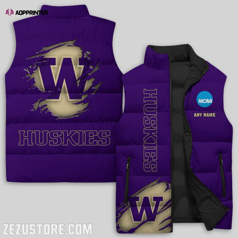 Washington Huskies NCAA Sleeveless Puffer Jacket Custom For Fans Gifts Washington Huskies NCAA Sleeveless Puffer Jacket Custom For Fans Gifts