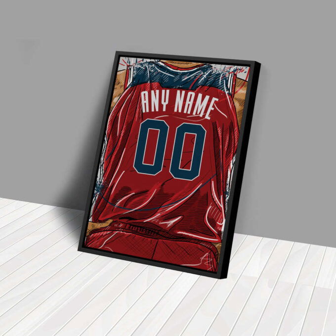 Washington Wizards Jersey Personalized Jersey NBA Custom Name and Number Canvas Wall Art Home Decor Framed Poster Man Cave Gift