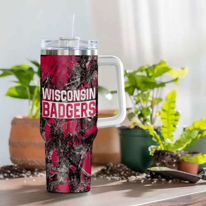 Wisconsin Badgers NCAA Hunting Personalized Stanley Tumbler 40oz Gift for Fans