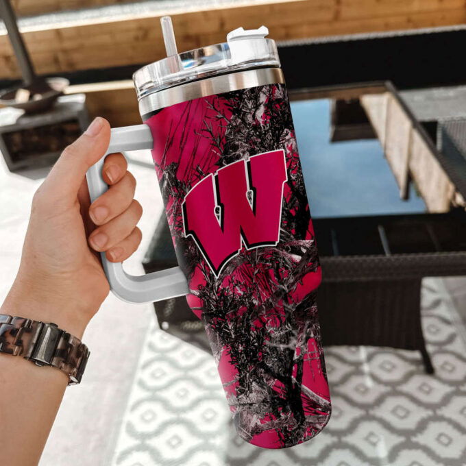 Wisconsin Badgers NCAA Hunting Personalized Stanley Tumbler 40oz Gift for Fans
