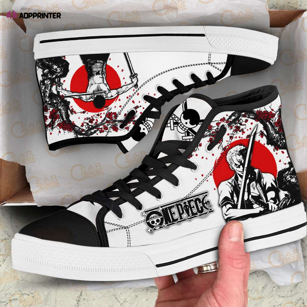 Zoro High Top Shoes Japan Style For Fans One Piece Anime Zoro High Top Shoes Japan Style For Fans One Piece Anime