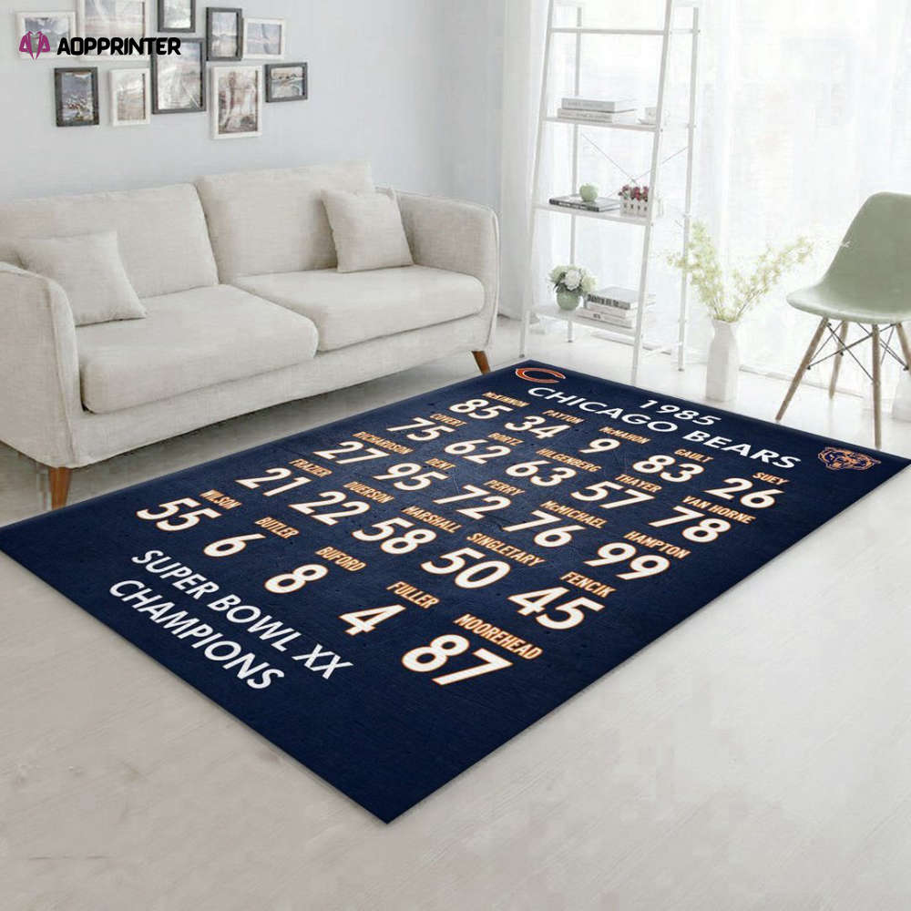 1985 Chicago Bears Rug Living Room Floor Decor Fan Gifts 1985 Chicago Bears Rug Living Room Floor Decor Fan Gifts