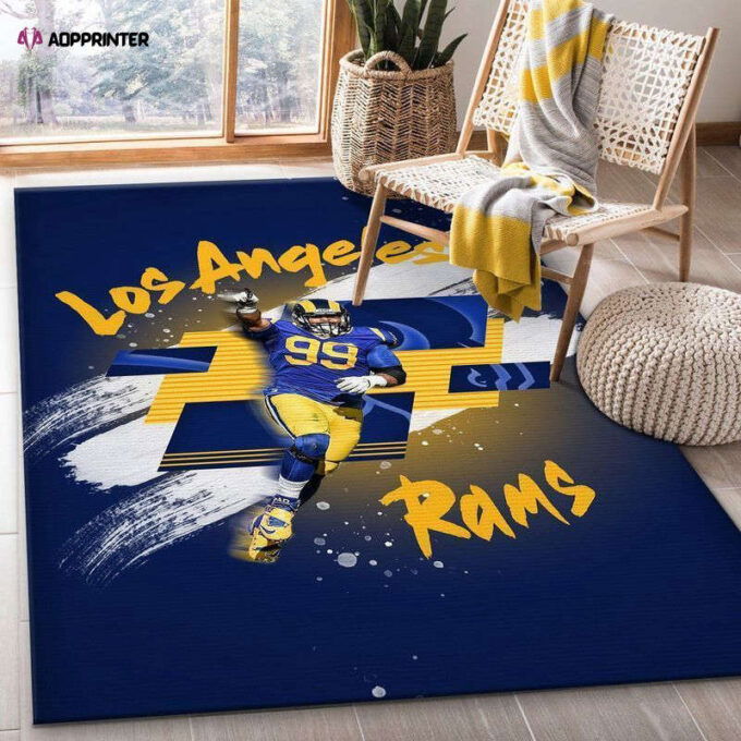 Aaron Donald 99 Los Angeles Rams Rug Living Room Floor Decor Fan Gifts