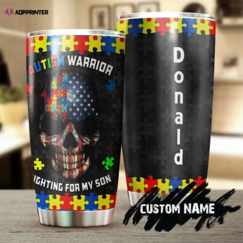 Cart 4 Autism Fighting Warrior Personalized Steel Tumbler