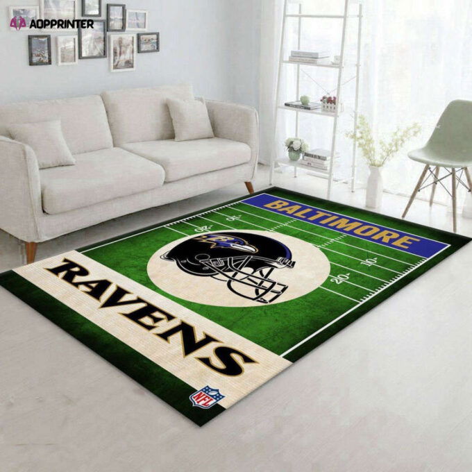 Baltimore Ravens End Zone Rug Living Room Floor Decor Fan Gifts