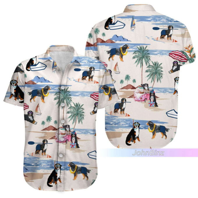 Bernese Mountain Hawaiian Shirt – Dog Lover Button Shirt for Dog Beach – Unisex Sizes S-5XL