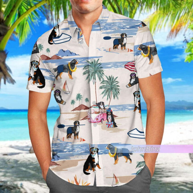 Bernese Mountain Hawaiian Shirt – Dog Lover Button Shirt for Dog Beach – Unisex Sizes S-5XL