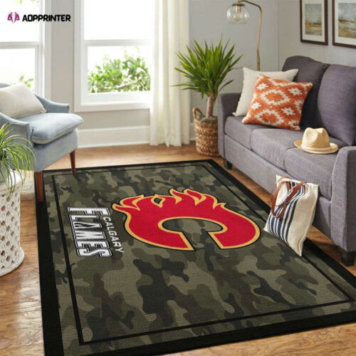 Calgary Flames Rug Living Room Floor Decor Fan Gifts