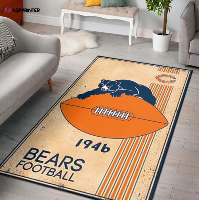 Chicago Bears Rug Living Room Floor Decor Fan Gifts