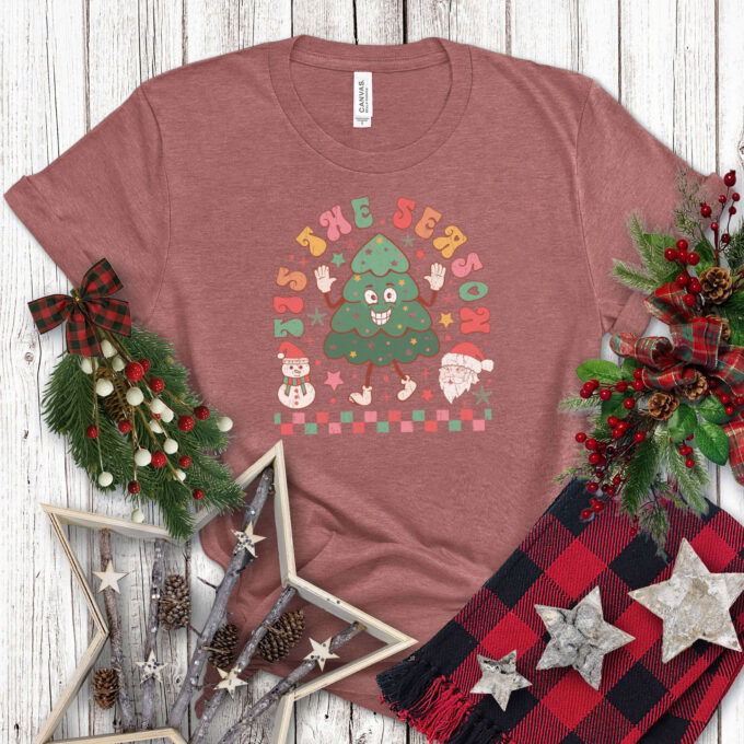Get Festive with Retro Christmas Shirt Collection: Santa Tree Crewneck & More!