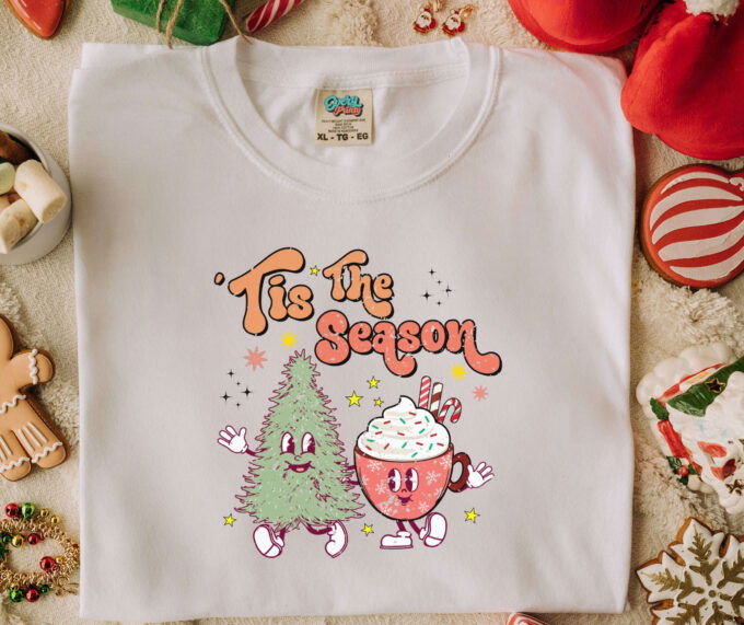 Get Festive with Retro Christmas Shirts: Santa Trees Crewnecks – Perfect for Merry Christmas & Vacation In My Era Shirt