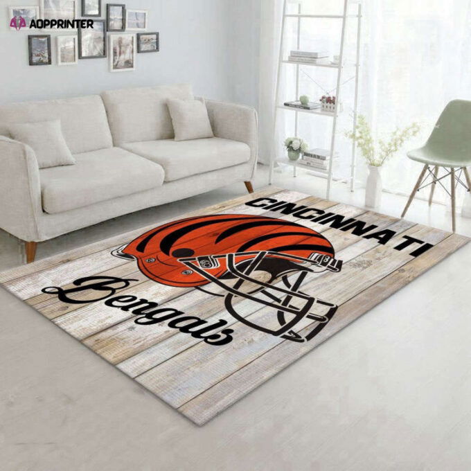 Cincinnati Bengals Helmet Rug Living Room Floor Decor Fan Gifts