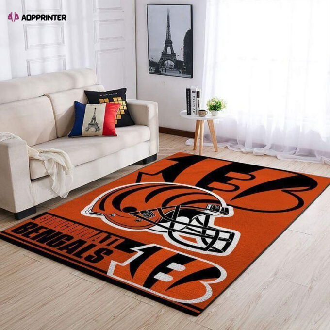 Cincinnati Bengals Rug Living Room Floor Decor Fan Gifts