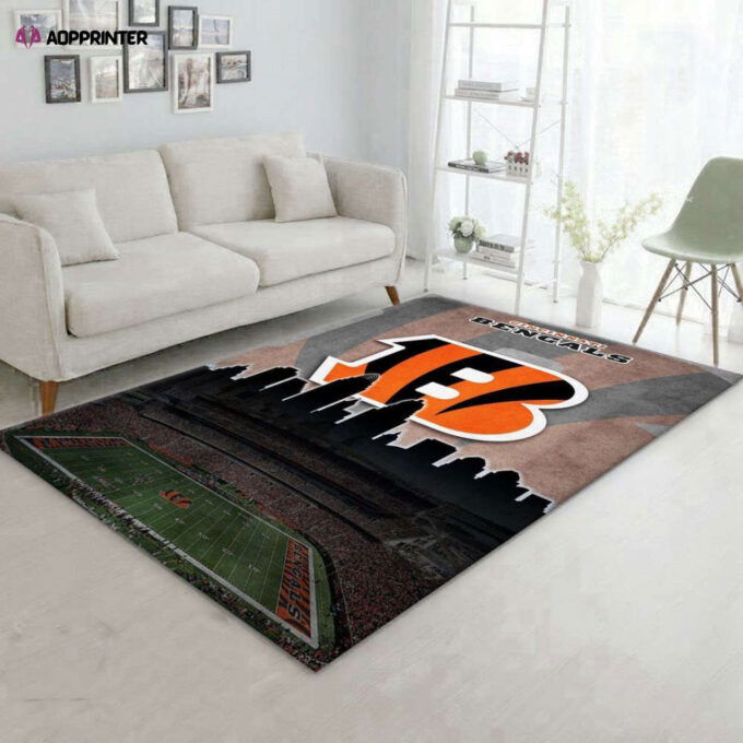 Cincinnati Bengals Rug Living Room Floor Decor Fan Gifts
