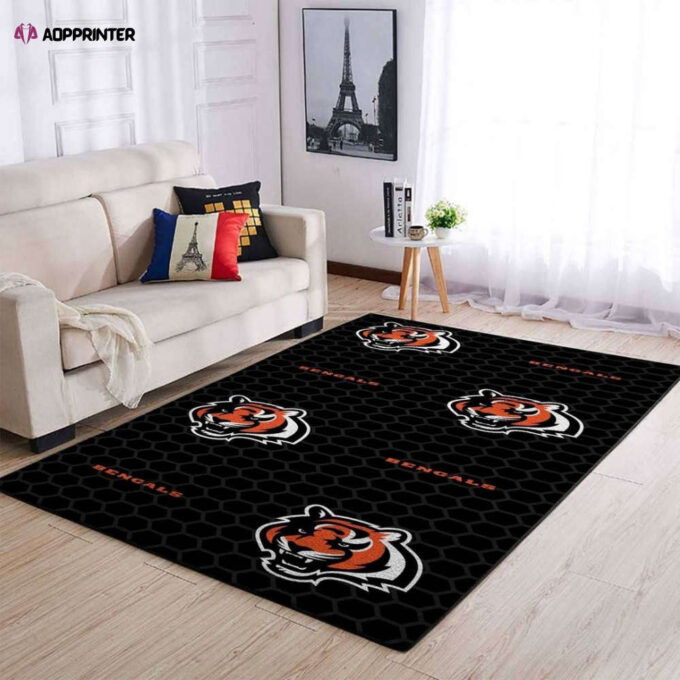 Cincinnati Bengals Rug Living Room Floor Decor Fan Gifts