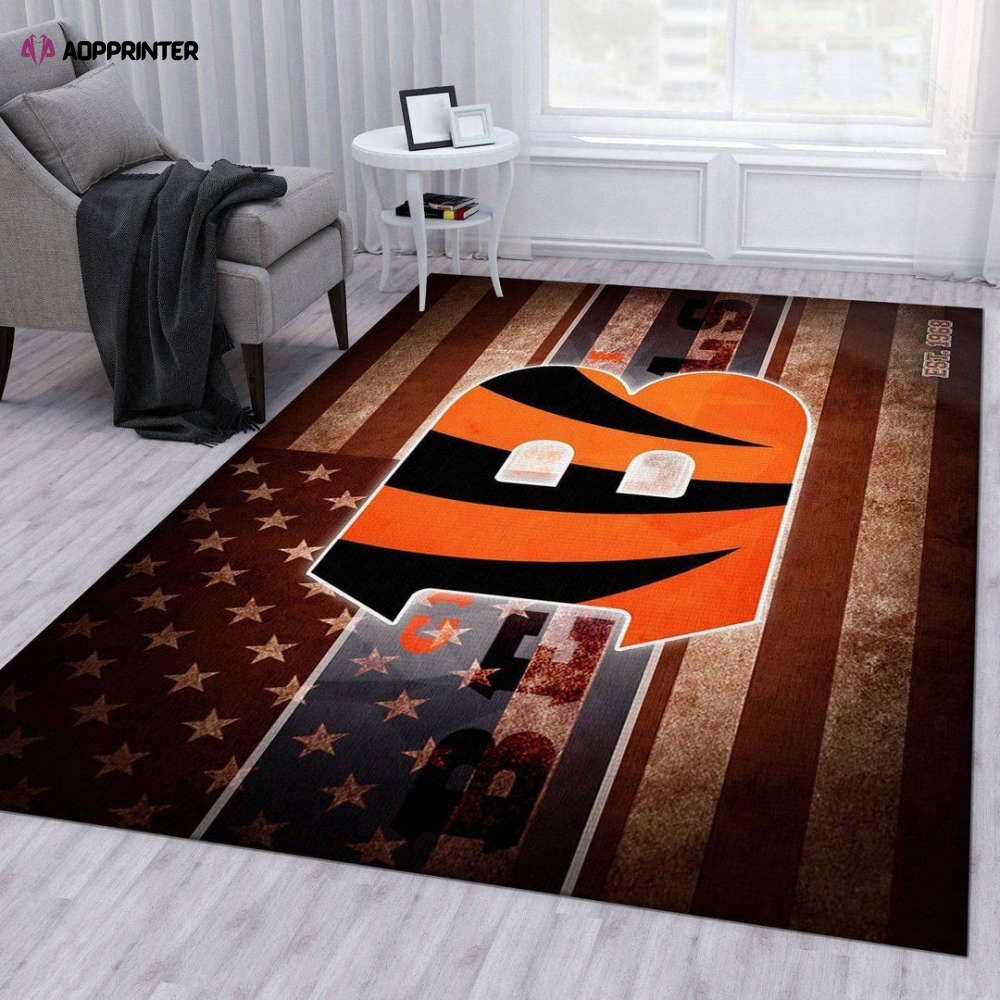 Cincinnati Bengals Rug Living Room Floor Decor Fan Gifts Cincinnati Bengals Rug Living Room Floor Decor Fan Gifts